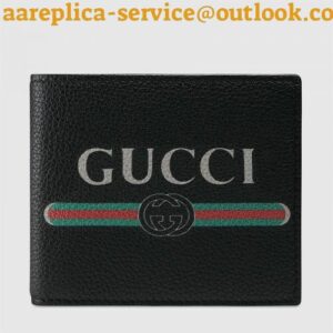 Replica Gucci Black Print Leather Bi-fold Wallet