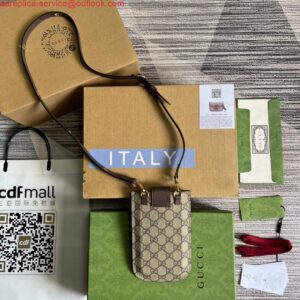 Replica Gucci 700732 Gucci cherry print phone case Brown