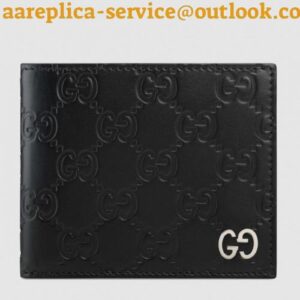 Replica Gucci Black Signature GG Metal Bi-fold Wallet