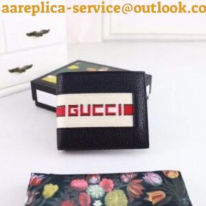 Replica Gucci Black Stripe Leather Bi-fold Wallet 2