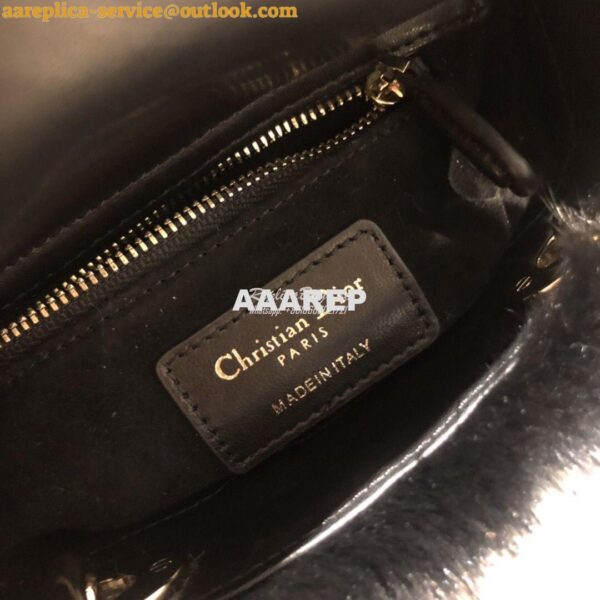 Replica Dior Lady Dior Mink Fur Bag in Lambskin M5050S Black 11