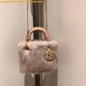 Replica Dior Lady Dior Mink Fur Bag in Lambskin M5050S Nude Pink