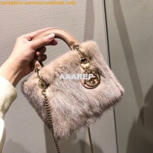 Replica Dior Lady Dior Mink Fur Bag in Lambskin M5050S Nude Pink 2