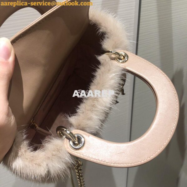 Replica Dior Lady Dior Mink Fur Bag in Lambskin M5050S Nude Pink 9