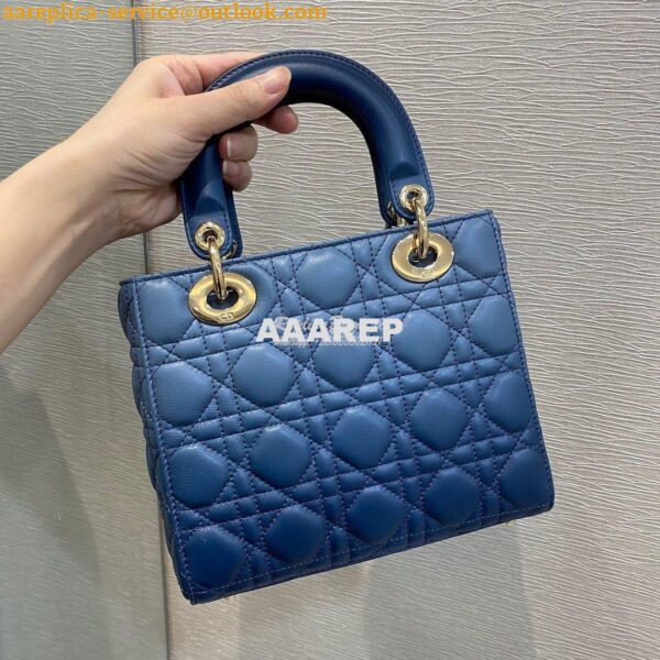 Replica Dior Lady Dior My ABCdior Bag Blue Gradient Cannage Lambskin M 5