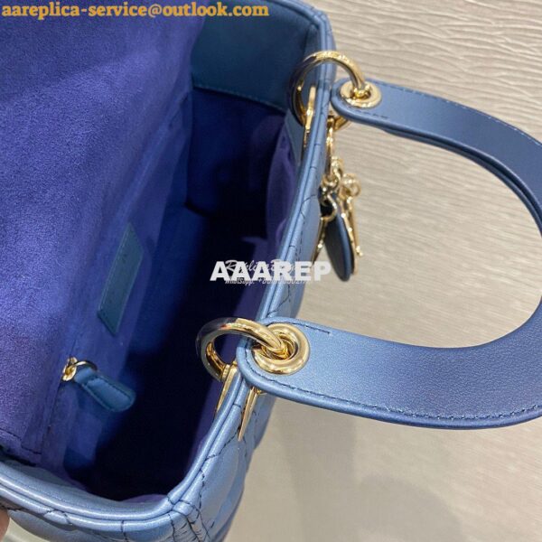 Replica Dior Lady Dior My ABCdior Bag Blue Gradient Cannage Lambskin M 9