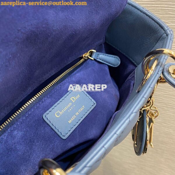 Replica Dior Lady Dior My ABCdior Bag Blue Gradient Cannage Lambskin M 10