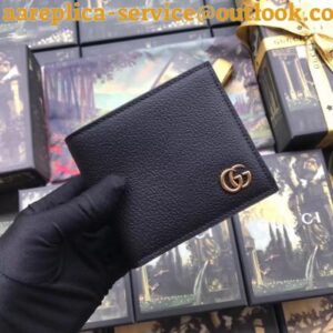 Replica Gucci GG Marmont Bi-fold Wallet In Black Leather 2