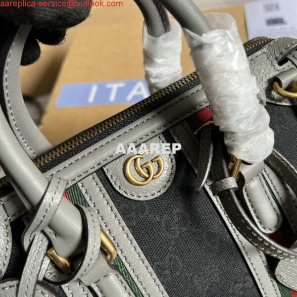 Replica Gucci 715771 Mini canvas top handle bag Gray and Black Original GG canvas 6