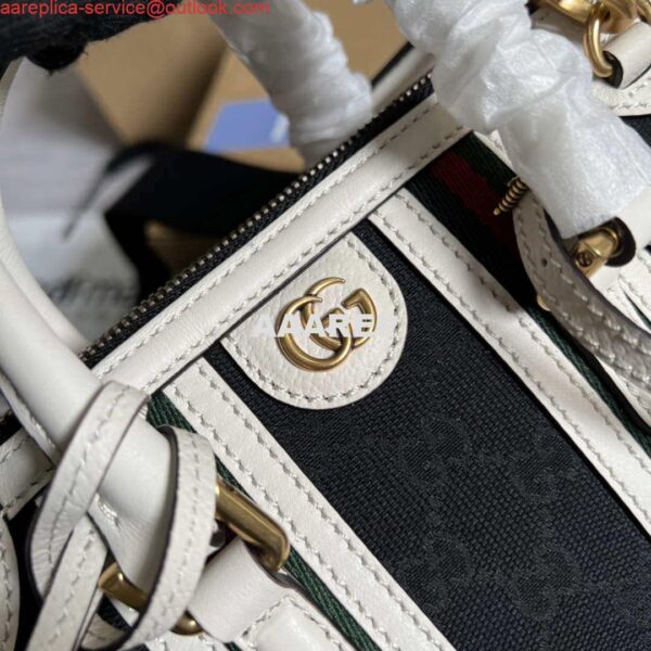 Replica Gucci 715771 Mini canvas top handle bag White and Black Original GG canvas 6