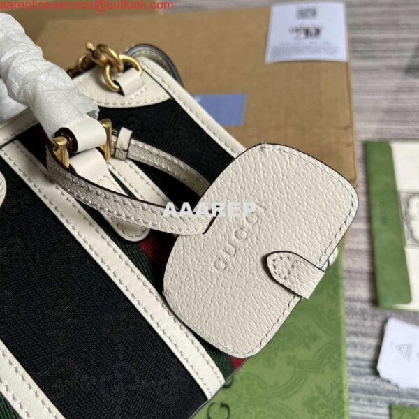 Replica Gucci 715771 Mini canvas top handle bag White and Black Original GG canvas 7