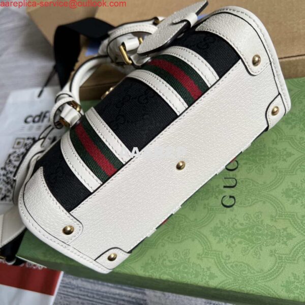 Replica Gucci 715771 Mini canvas top handle bag White and Black Original GG canvas 9