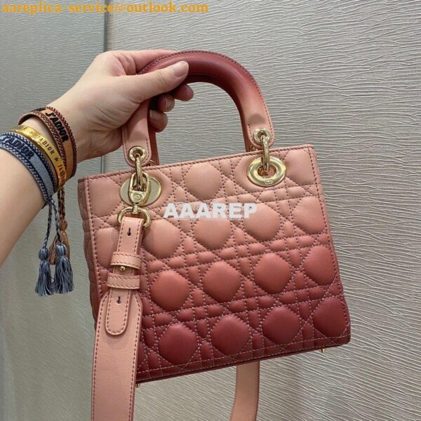 Replica Dior Lady Dior My ABCdior Bag Pink Gradient Cannage Lambskin M 6