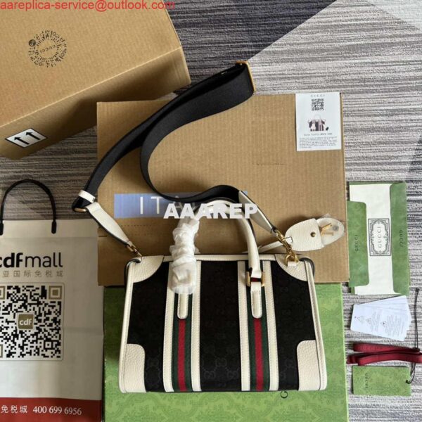 Replica Gucci 715772 Small canvas top handle bag White and Black 3