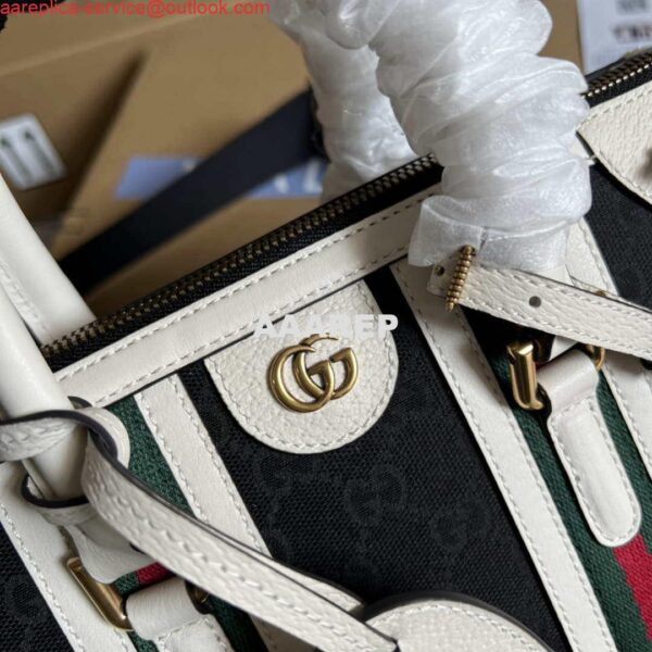 Replica Gucci 715772 Small canvas top handle bag White and Black 6