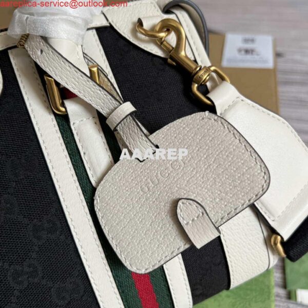 Replica Gucci 715772 Small canvas top handle bag White and Black 7