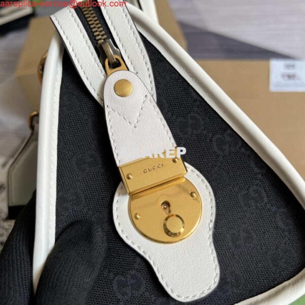 Replica Gucci 715772 Small canvas top handle bag White and Black 9