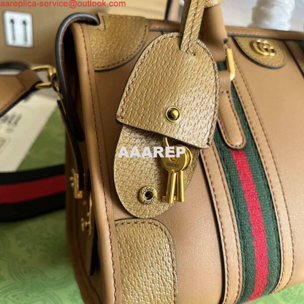 Replica Gucci 715772 Small top handle bag with Double G Light Brown 5