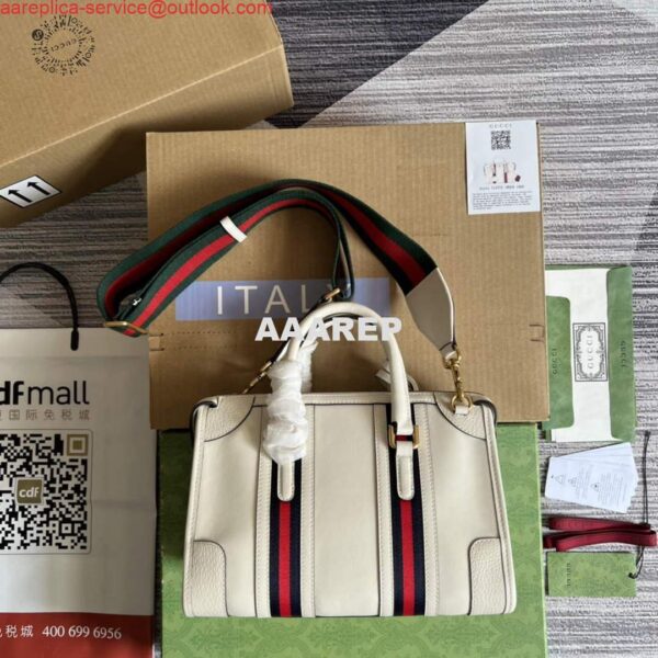 Replica Gucci 715772 Small top handle bag with Double G White 3