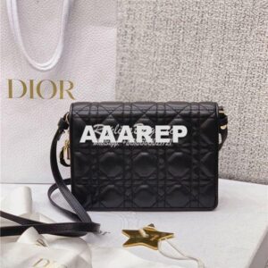 Replica Dior Lady Dior Pouch Lambskin Cannage S0855 Black