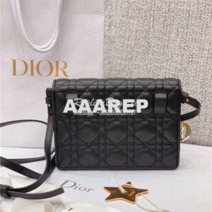 Replica Dior Lady Dior Pouch Lambskin Cannage S0855 Black 2