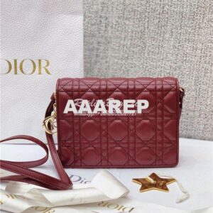 Replica Dior Lady Dior Pouch Lambskin Cannage S0855 Burgundy