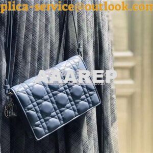 Replica Dior Lady Dior Pouch Lambskin Cannage S0855 Dark Denim