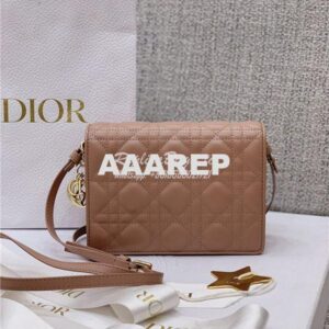 Replica Dior Lady Dior Pouch Lambskin Cannage S0855 Nude