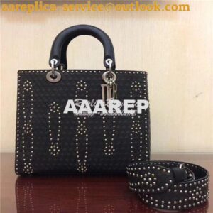 Replica Dior Large "Lady Dior" supple bag in black calfskin leather