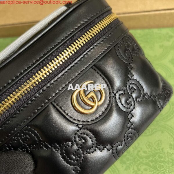 Replica Gucci 723770 GG Matelassé Top Handle Mini Bag Black 6