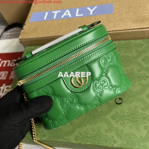 Replica Gucci 723770 GG Matelassé Top Handle Mini Bag Green 5