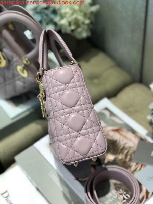 Replica Dior Small Lady My ABCDior Bag Lambskin M0538 Light Purple 2