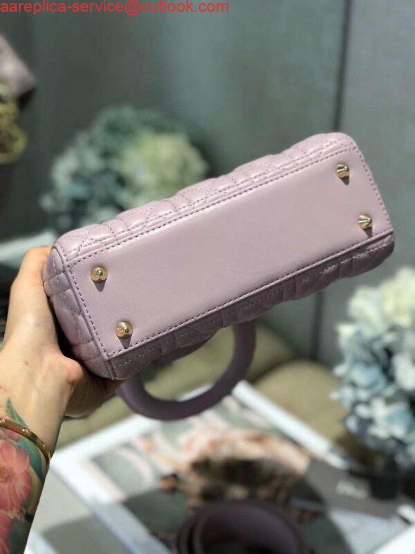 Replica Dior Small Lady My ABCDior Bag Lambskin M0538 Light Purple 3