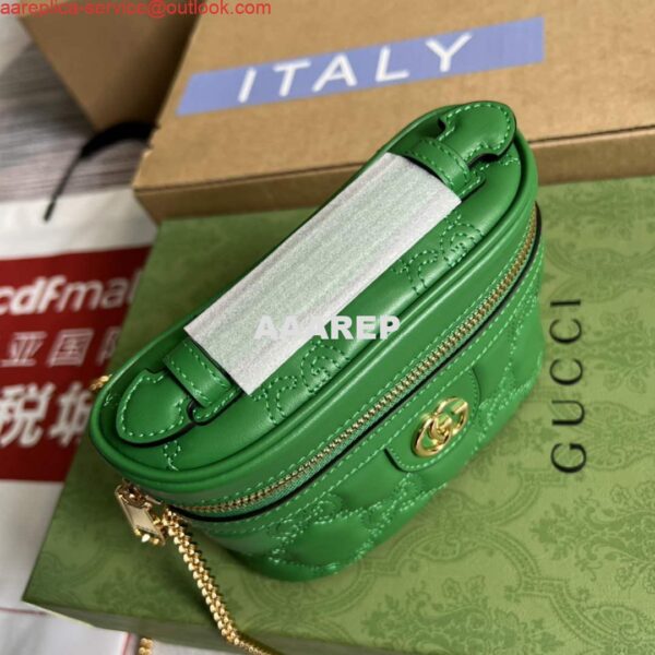 Replica Gucci 723770 GG Matelassé Top Handle Mini Bag Green 7