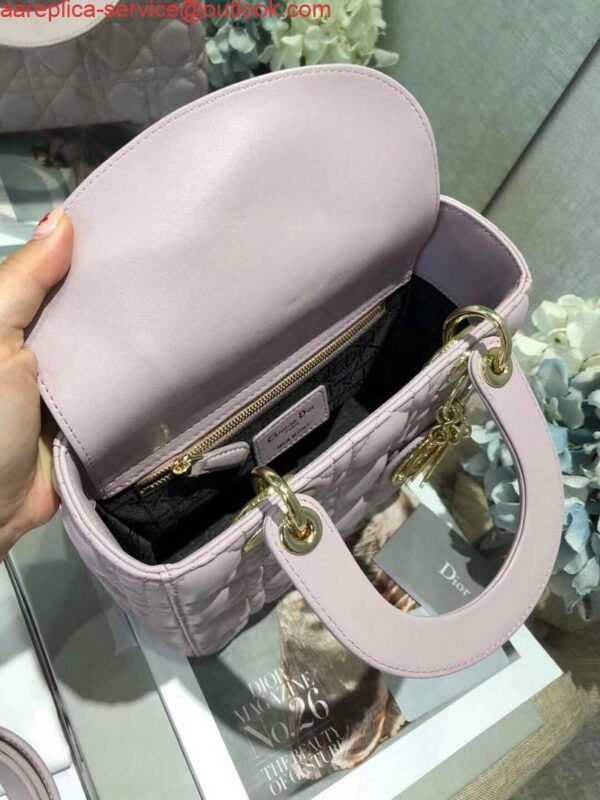 Replica Dior Small Lady My ABCDior Bag Lambskin M0538 Light Purple 6