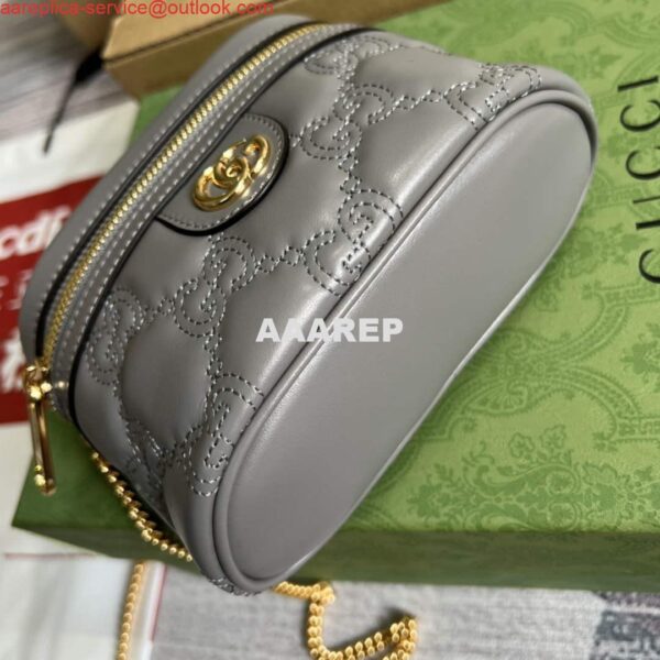 Replica Gucci 723770 GG Matelassé Top Handle Mini Bag Grey 8