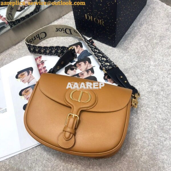 Replica Dior Large Bobby Bag Camel Box Calfskin M9320U 6