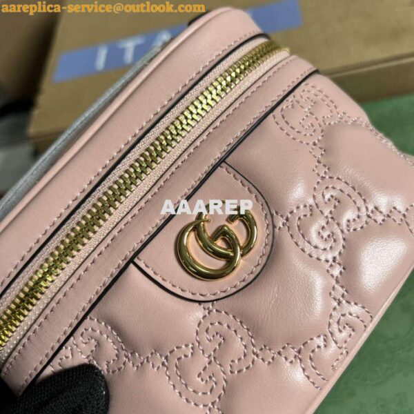 Replica Gucci 723770 GG Matelassé Top Handle Mini Bag Light Pink 6