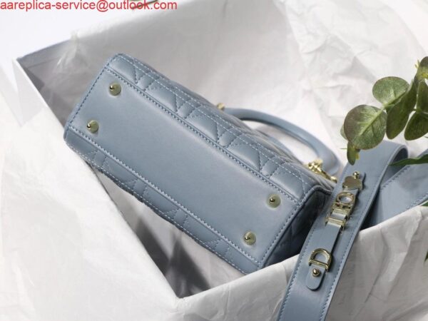 Replica Dior Small Lady My ABCDior Bag Lambskin M0538 logo blue 9