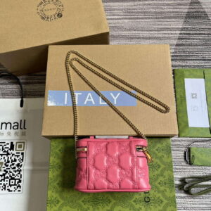 Replica Gucci 723770 GG Matelassé Top Handle Mini Bag Pink