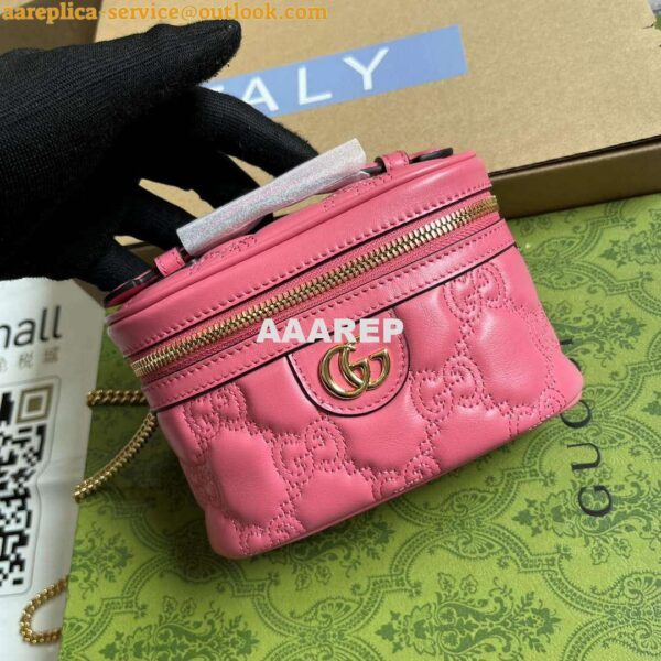 Replica Gucci 723770 GG Matelassé Top Handle Mini Bag Pink 6