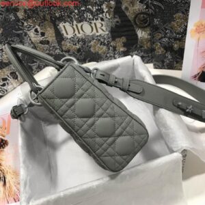 Replica Dior Small Lady My ABCDior Bag Lambskin M0538 logo gray 2