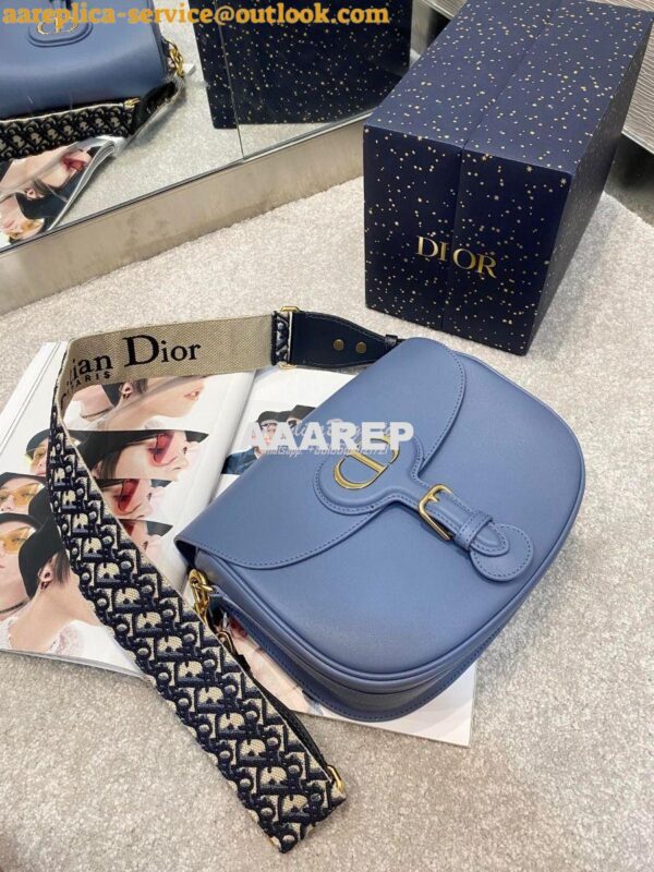 Replica Dior Large Bobby Bag Denim Blue Box Calfskin M9320U 4