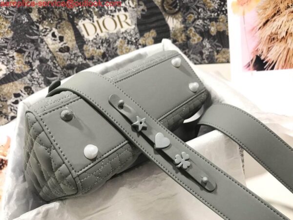 Replica Dior Small Lady My ABCDior Bag Lambskin M0538 logo gray 3
