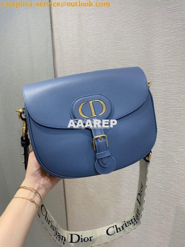 Replica Dior Large Bobby Bag Denim Blue Box Calfskin M9320U 6