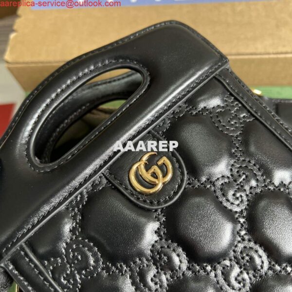 Replica Gucci 723776 GG Matelassé Top Handle Mini Bag Black 6