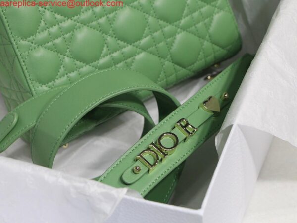 Replica Dior Small Lady My ABCDior Bag Lambskin M0538 logo green 2