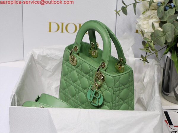 Replica Dior Small Lady My ABCDior Bag Lambskin M0538 logo green 3