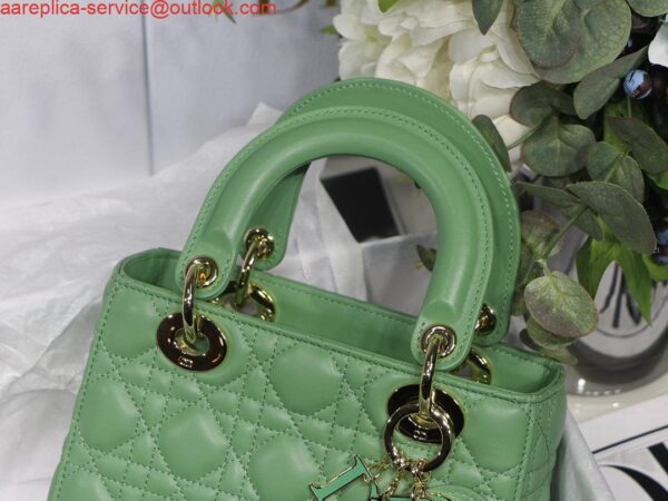 Replica Dior Small Lady My ABCDior Bag Lambskin M0538 logo green 6