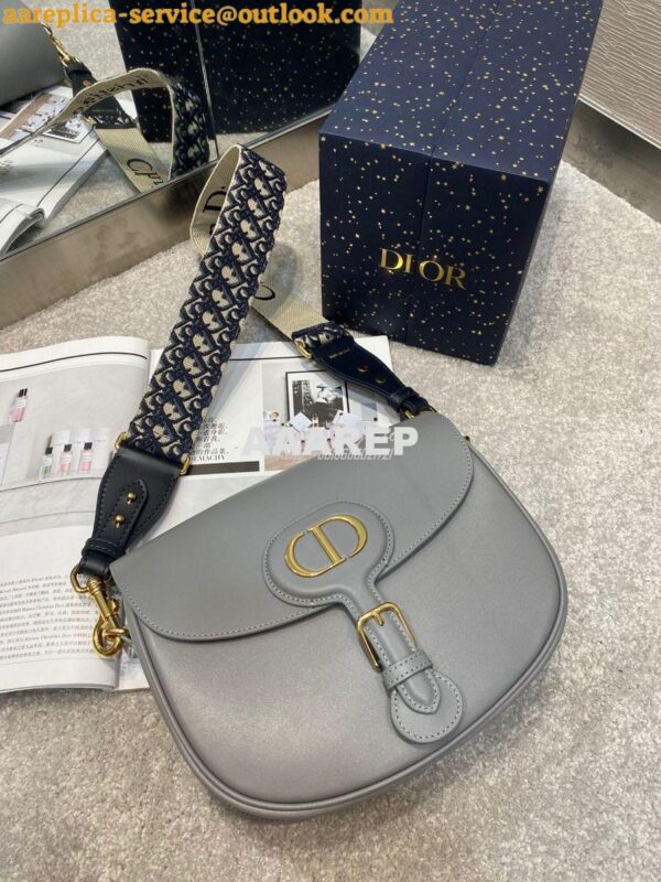 Replica Dior Large Bobby Bag Grey Box Calfskin M9320U 5